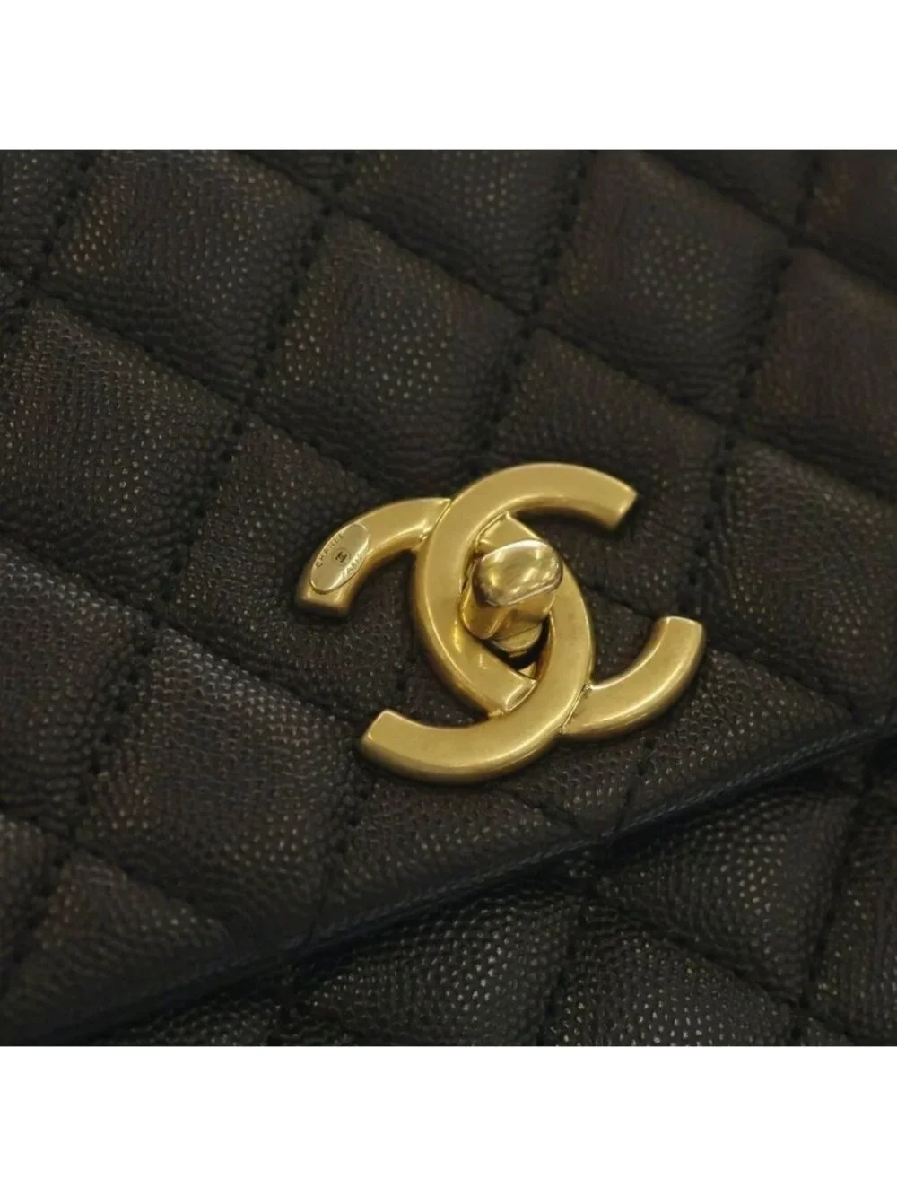 Chanel Coco Handle 29 Top Caviar Leather 2-Way Hand Chain Shoulder Bag Gold